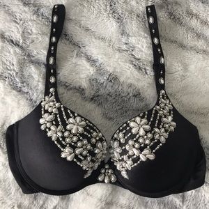 Marciano Black, White, & Silver Jeweled Bra 36C